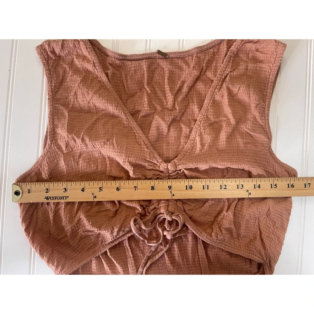 Free People Sleeveless Cutout Mini Dress Terracotta Gauze Cinch Boho Large?